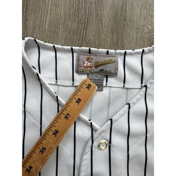 Vintage Y2K New York Yankees MLB Derek Jeter Pinstripe Baseball Jersey #2 2XL - Picture 16 of 16